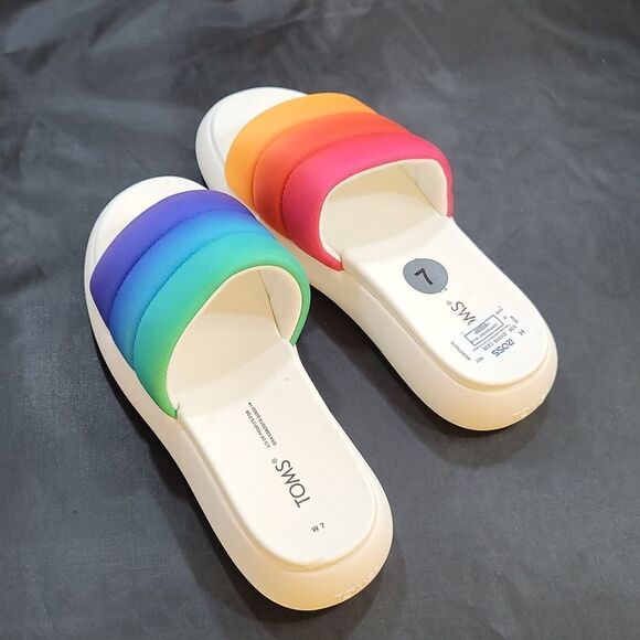 BRAND NEW TOMS ALPHARETTA MALLOW SLIDE WOMEN'S RAINBOW SHOES CASUAL SAN… - Picture 14 of 16